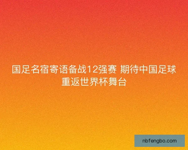 国足名宿寄语备战12强赛 期待中国足球重返世界杯舞台